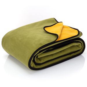 Waterproof Blanket 80”x90” Green Khaki / Mustard Ochre